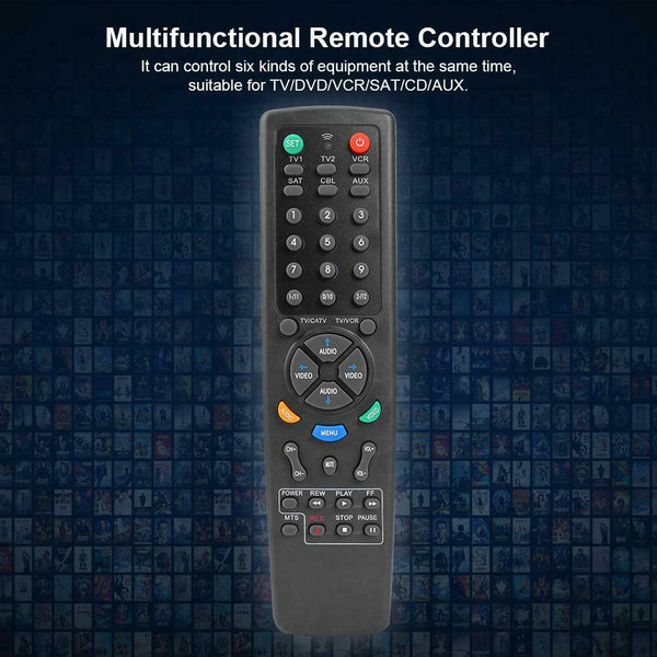 6 in 1 Multifunction Long Distance Remote Control for TV DVD VCR SAT CD AUX