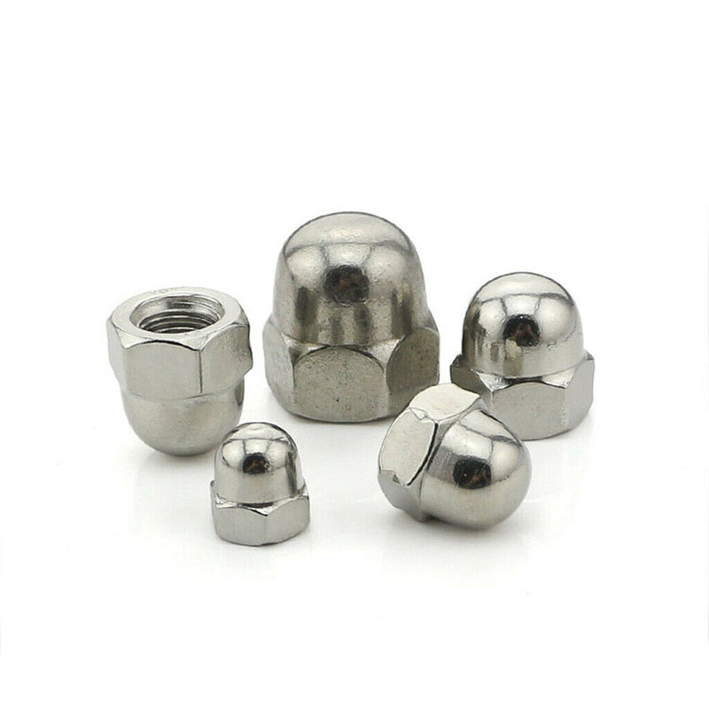 10Pieces Stainless Steel Dome Nuts Hex Cap Nuts for Threads Bolt Screws  M4