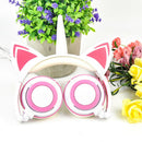 Cat Ear Unicorn Kids Headphones LED Flashing Girls Headband white pink