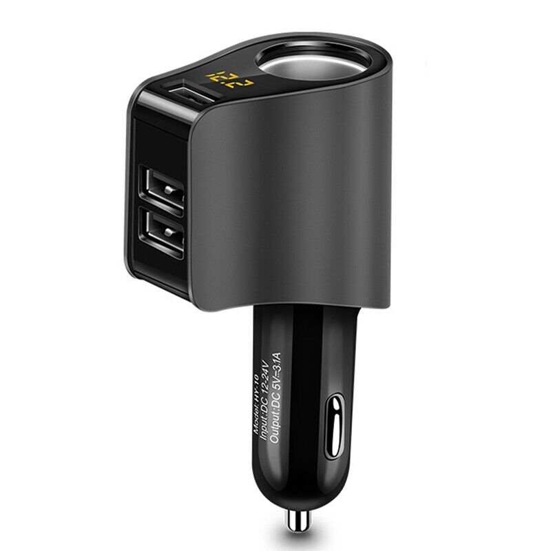 Hy10 3.1A 3 Usb Fast Charging Car Phone Charger Adapter With Volmeter Cigar L3Z3