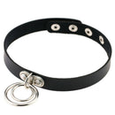 Sexy Women's Classic Punk Rock Double O RING Leather Collar Choker Necklace Gift