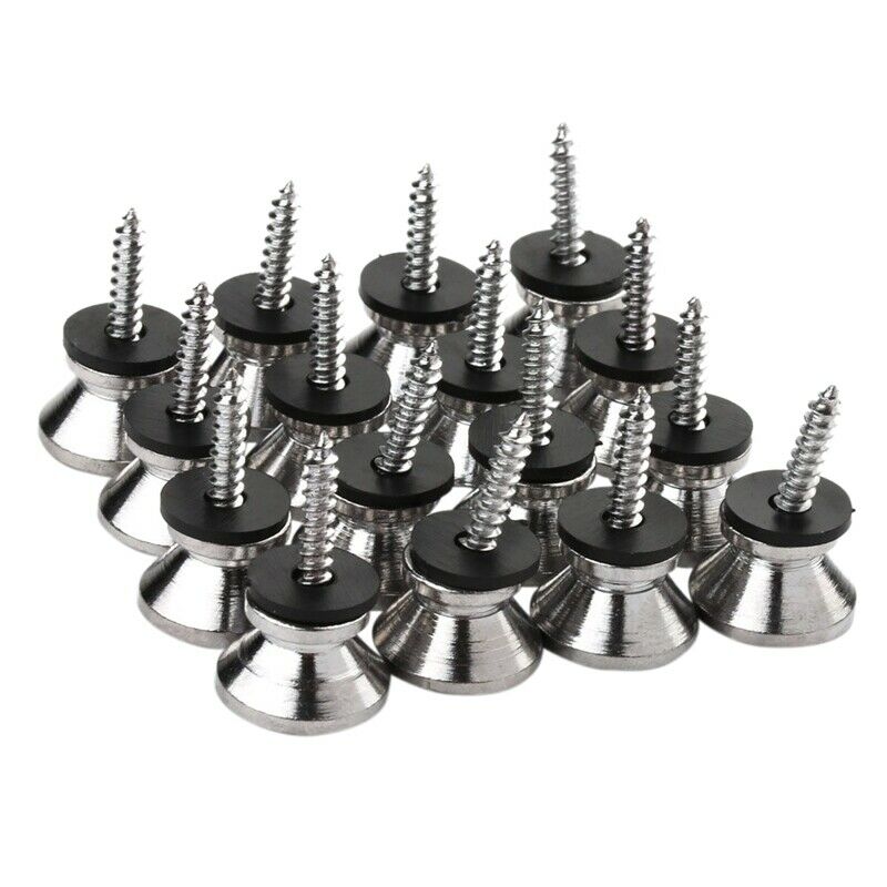 Guitar Bass Chrome Metal End Pin Strap Buttons Locks Cushion Screws (16Pcs)