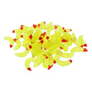 50Pcs 2.4cm Fishing Lure Maggot Grub Soft Lure Baits False Worms Yellow