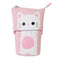 Cute Cat Pencil Case Flexible Pen Bag Zipper Box Makeup Brush Pouch White