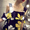Fashion Floral Print Dress Women Summer Square Collar Ruffle Loose Dresses A#S