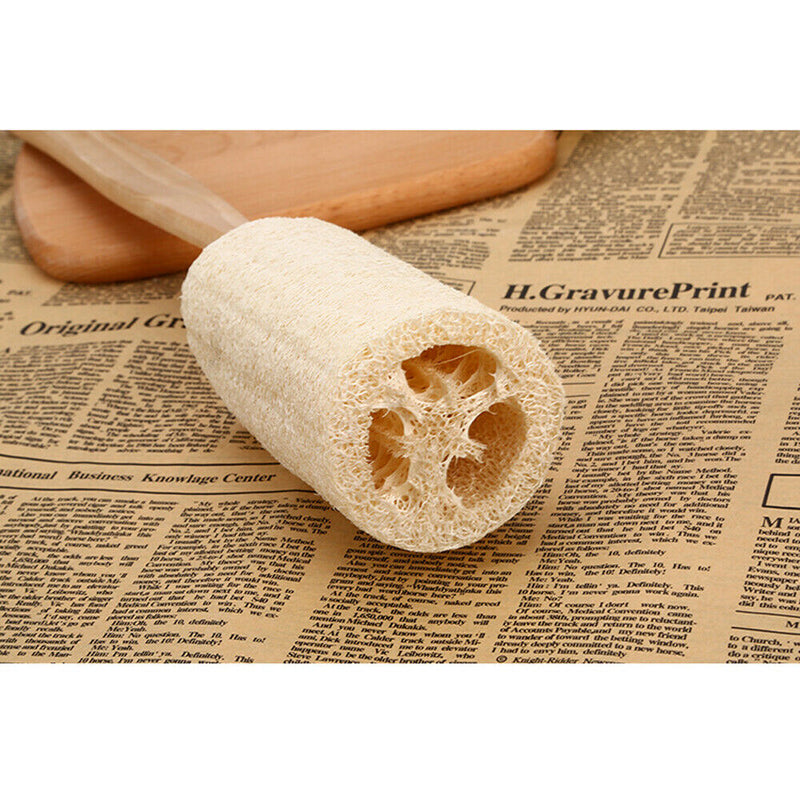 37cm Natural Loofah Shower Bath Back Brush Long Wooden Handle Body Cleaning Tool