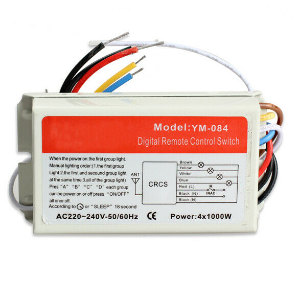 4 Ports Wireless Remote Control Digital Remote Control Switch Lightswitch