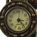 Weave Wrap Around Leather Bracelet Lady Woman Wrist Watch - Dark coffee V1I2