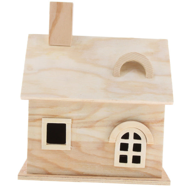 Wooden Bird House Perches Log Cabin for Indoor Cage Hanging Decoration