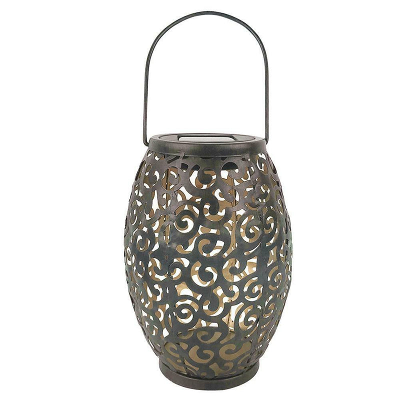 Solar LED Hanging Light Retro Hollow Metal Cloud Lantern Outdoor Decor Lamp
