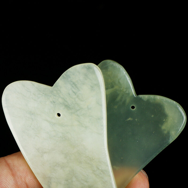 2Pcs Natural Jade Board Scraping Tool Gua Sha Facial Care Massagers Health Pg