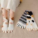 6 Pairs Winter Fleece Socks Women Plush Cute Cat Claw Sleeping Floor Socks
