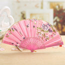 Folding Fan Chinese Flower Lace Silk Hand Held Fan Wedding Dancing Party Gift FT