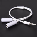 3.5mm AUX Audio Mic Splitter Cable Earphone Headphone Adapter Male To Female ES