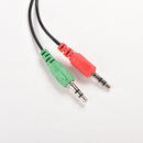 3.5mm Female to 2 Dual Male Jack Plug Audio Stereo Headset Mic Splitter CablesLJ