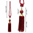 1 Pair Window Curtain Tieback Red Beaded Ribbon Tassel Rope Curtain Tie Bac R5K9