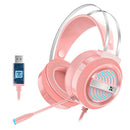 X9 Wired USB Gaming Headset 7.1 with Mic 7 LED Light for  PC Laptop Pink