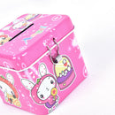 Cute Square Modeling Iron Piggy Bank Money Saving Box Kids Coin Deposit Box