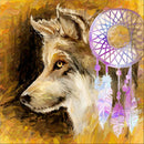 5D DIY Full Drill Diamond Painting Wolf and Dream Catcher Embroidery Kit