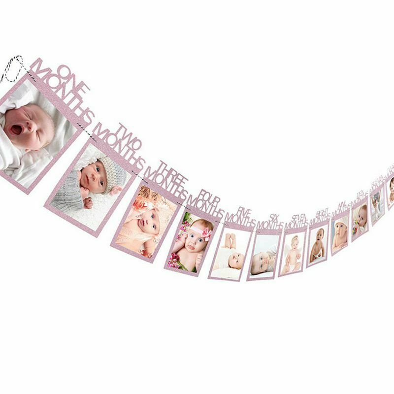 1-12 Month baby Photo holder Kids Birthday Gift Room Decorations Photo Bann Q8P8