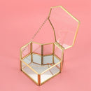 Flip Love Heart Shaped Geometric Glass Jewelry Box Glass Ring Box Exquisite T6N3