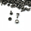 100 Sets Double Caps Studs Dome Rivets Leathercraft DIY Crafts 6x10mm Black