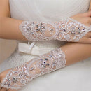 Bride White Gloves Beads Embroidery Beaded Short Wedding Dress Bridal Gloves BX