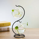 10cm Heart Iron Hanging Glass Tea Light Candle Holder Mini Flowerpot_ Black