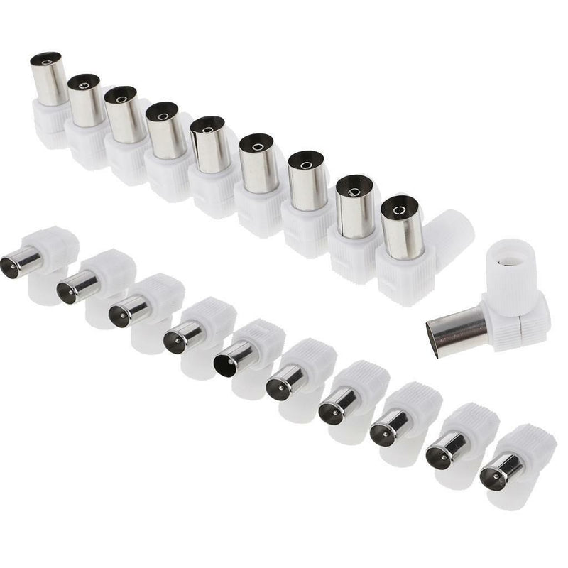 10pcs RF Female Plug+10pcs RF Male Plug Coaxial Connector Adapter for TV