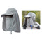 Outdoor Fishing Hat with Face Neck Flap Cover Baseball Sun Hat Gray