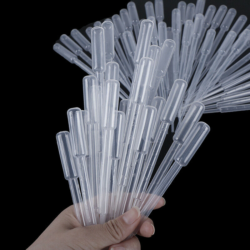 100PCS 3ML Transparent Pipettes Disposable Plastic Eye Dropper Transfer Pipe  Nw