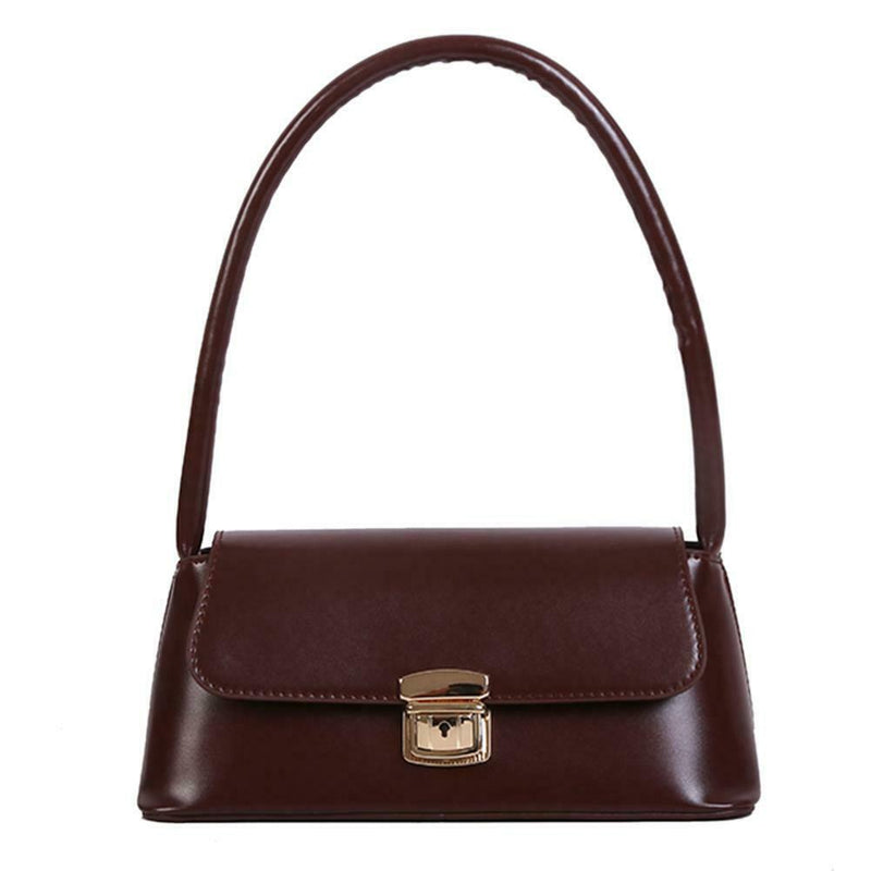 Classic Women Handbag Leather Retro Shoulder Bag Shopping Tote (Dark Brown) A