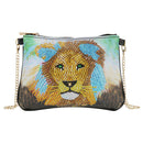 DIY Lion Special Shaped Diamond Painting Women Leather Chain Crossbody Bags