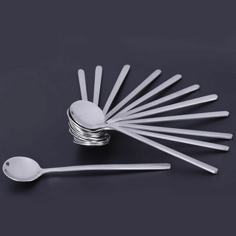 12pcs/Set Round Shape Coffee Spoon Stainless Steel Mini Teaspoons Sugar Des N3Z4