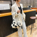 Animal Pattern Shoulder Underarm Bag Women Plush Top-handle Handbag (1)