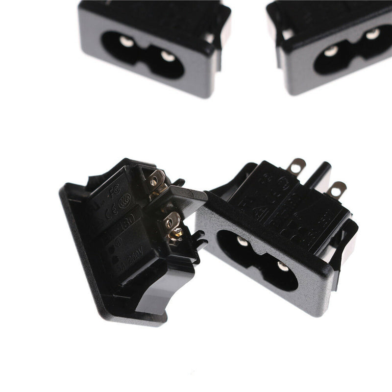 5Pcs AC250V 2.5A IEC320 C8 Male 2 Pins Power Inlet Socket Panel Embedded Lt