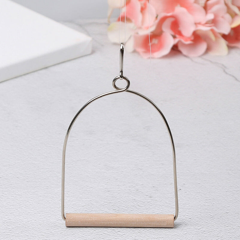 wooden natural birds perch parrots hanging swing cage toys stand holder pendanLJ