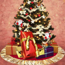 Red Christmas Tree Skirt Ruffle Edge Tree Apron Golden Cloth Ornament Decor A