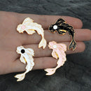 2Pcs Yin-Yang Fish Brooch Badges Enamel Pin Black White Pink Carp Koi Brooc N9B1