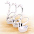 Elegant Swan Holder Spoon Fruit Tableware Coffee Set Stainless Steel Dessert Tea