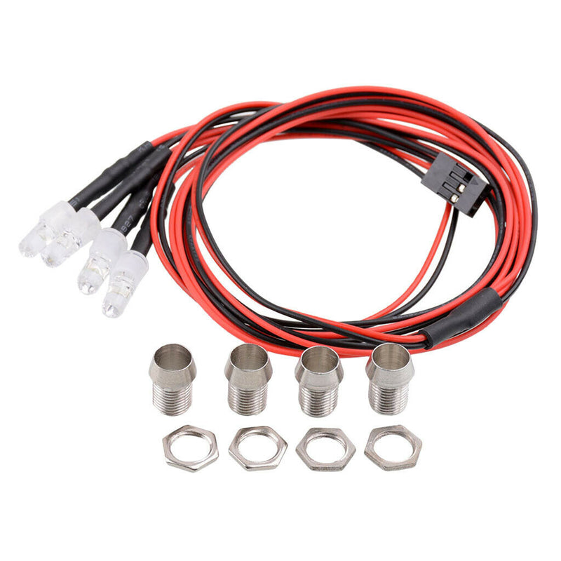 4 LED Headlight Taillight 5mm White Red for 1/5, 1/8, 1/10 ,1/12 ,1/16, RC