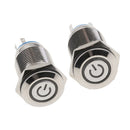 2x 16mm 12V LED Latching Push Button Power Switch Stainless Steel Waterproof