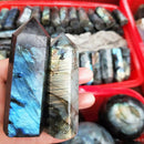 Natural Labradorite Moonstone Quartz Crystal Point Rock Stones Healing Wand AU