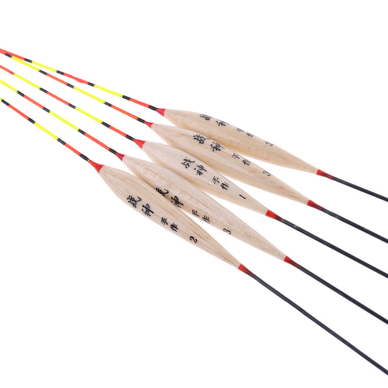 5Pcs Fishing Float Night Luminuous Tackle Glow Stick Wood Accessories With Lead