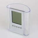 Transparent Electronic Pen Holder Container Lcd Digital Alarm Clock Desk Pe C3K1
