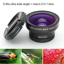 Wide Angle Macro Lens Mobile Phone Clip 37MM 0.45X 49UV + T2- In-1 Phone Lenses