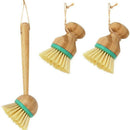 Set Of 3 Pieces Bamboo Scrub Brush Dish Scrubber Household Cleaning Sink We
