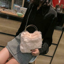 Fashion Soft Plush Handbag Women Shoulder Messenger Bag Travel Tote (Pink)