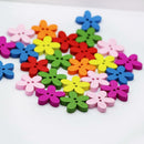 100 pcs Colorful Flower Wood Buttons Sewing Scrapbooking Craft