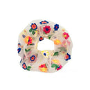 Flower Hair Rope Ties Scrunchies Girls Rubber Band Ponytail Holder (White)